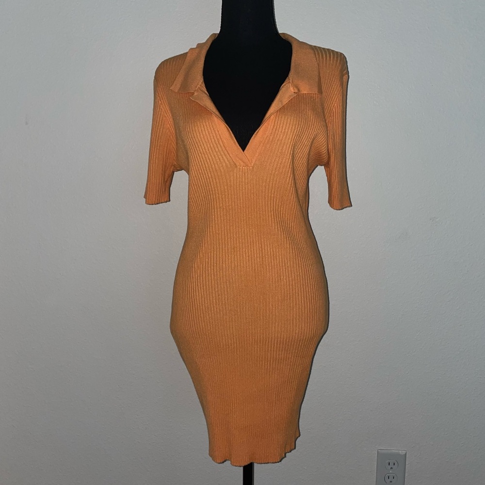 Women’s Shortsleeved Orange Shirt Dress